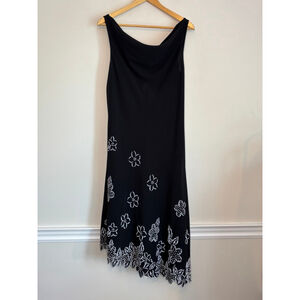 Onyx Nite Black & White Floral Asymmetrical Sheath Dress Size 16 Elegant